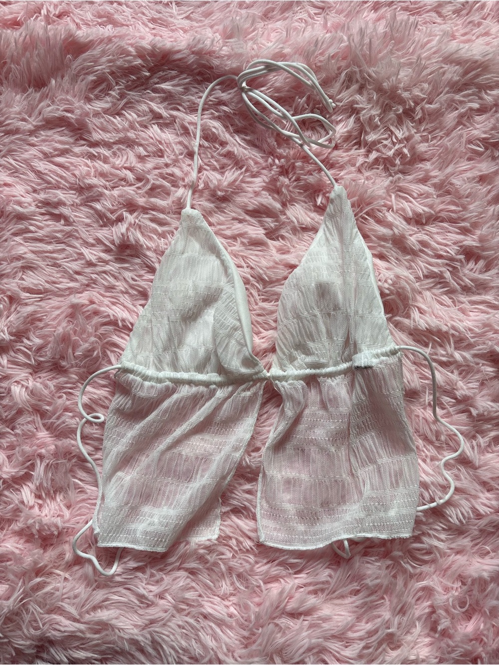 FREE WITH BUNDLE Sheer White Tie-Back Halter Crop Top